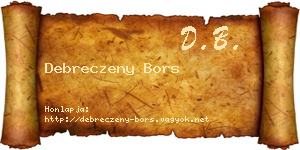 Debreczeny Bors névjegykártya